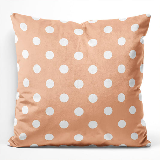 Peach Polka Dot Square Pillowcase Zippered Double-Sided Printing 18x18 Inches Decorative Throw Pillow Case Cushion Cover