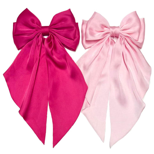 Pink Hair Bows for Women Girls Hair Accessories for Women Hair Ribbon Bow Hair Clips with Long Tails Vintage Hair Accessories for Women