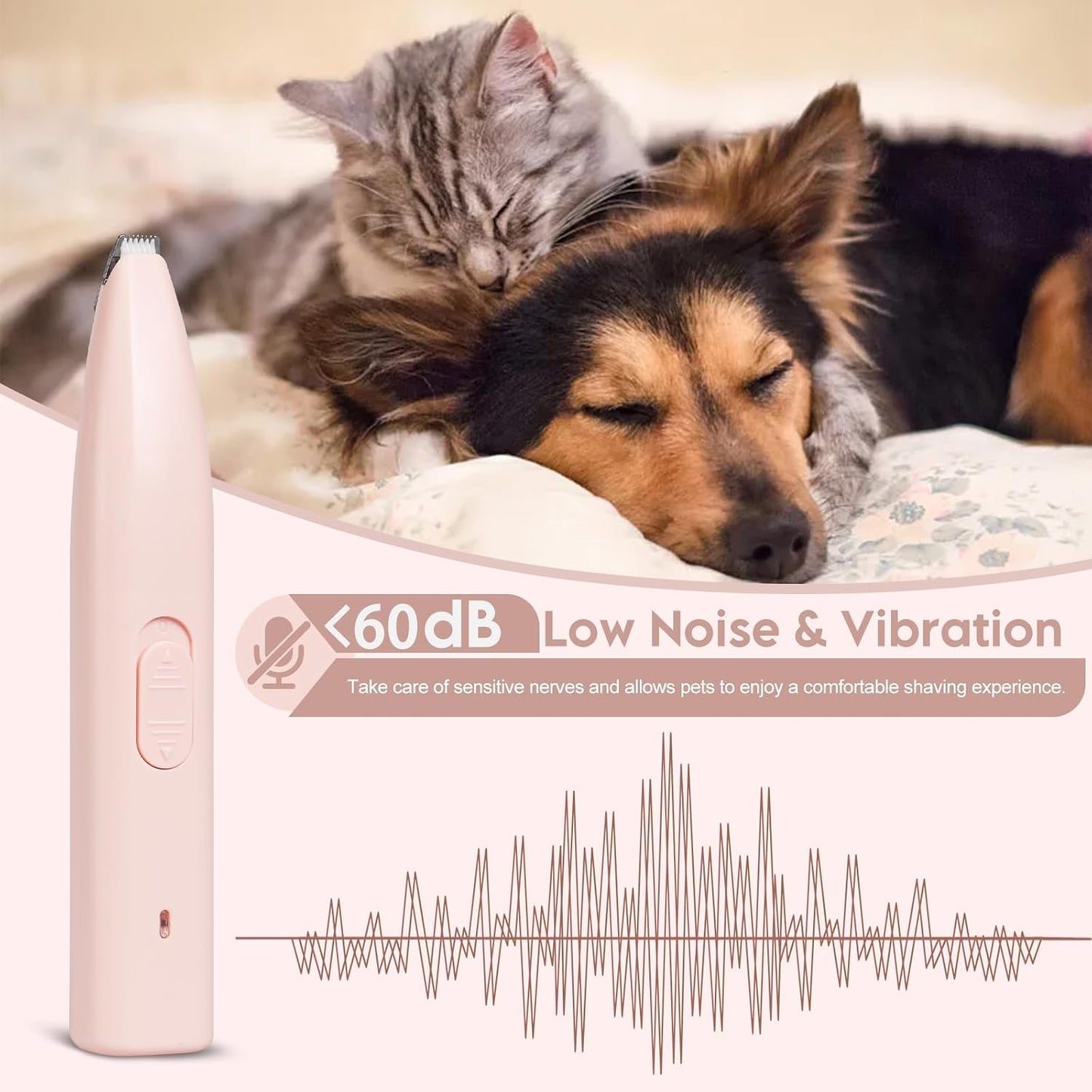 Dog Clippers for Grooming, Dog Paw Trimmer, Pet Paw Trimmer, Mini Trimmer for Dogs, Rechargeable, Low Noise for Trimming Dog Cat Hair Around Paws, Eyes, Ears, Face, Rump (Pink)