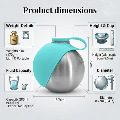 Foldable Pet Water Bottle for Travel, 2 in 1 Portable Dog Water Bottle, 9.6 Oz Stainless Steel Bottle with Silicone Bowl, Leak-Proof Water Dispenser Ideal for Small Dog Walking (Pink)