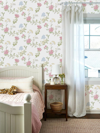 Orainege Pink Floral Peel and Stick Wallpaper Removable Self Adhesive Wall Paper 16.9inx118.1in Modern Wallpaper for Bedroom Bathroom Green Leaf Contact Paper for Cabinets