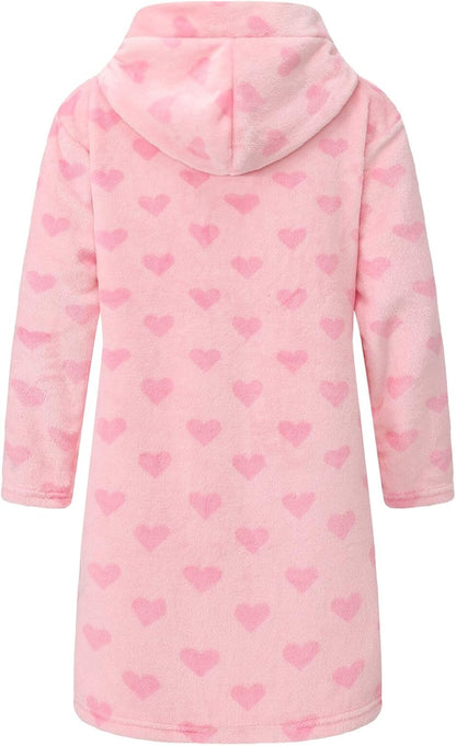 Girls Fleece Robe Boys Hooded Bathrobe Soft Flannel Robe For Kids