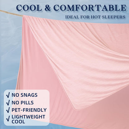 DOWNCOOL Cooling Blanket King Size, Pink Summer Blanket for Hot Sleeper and Night Sweats, Lightweight Soft Q-Max>0.4 Arc-Chill Cool Blanket