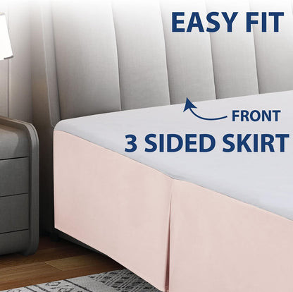 Cathay Home Double Brushed Microfiber Pleated Easy Fit Bed Skirt, Ultra Soft, Fade and Wrinkle Resistant - Blush, Queen