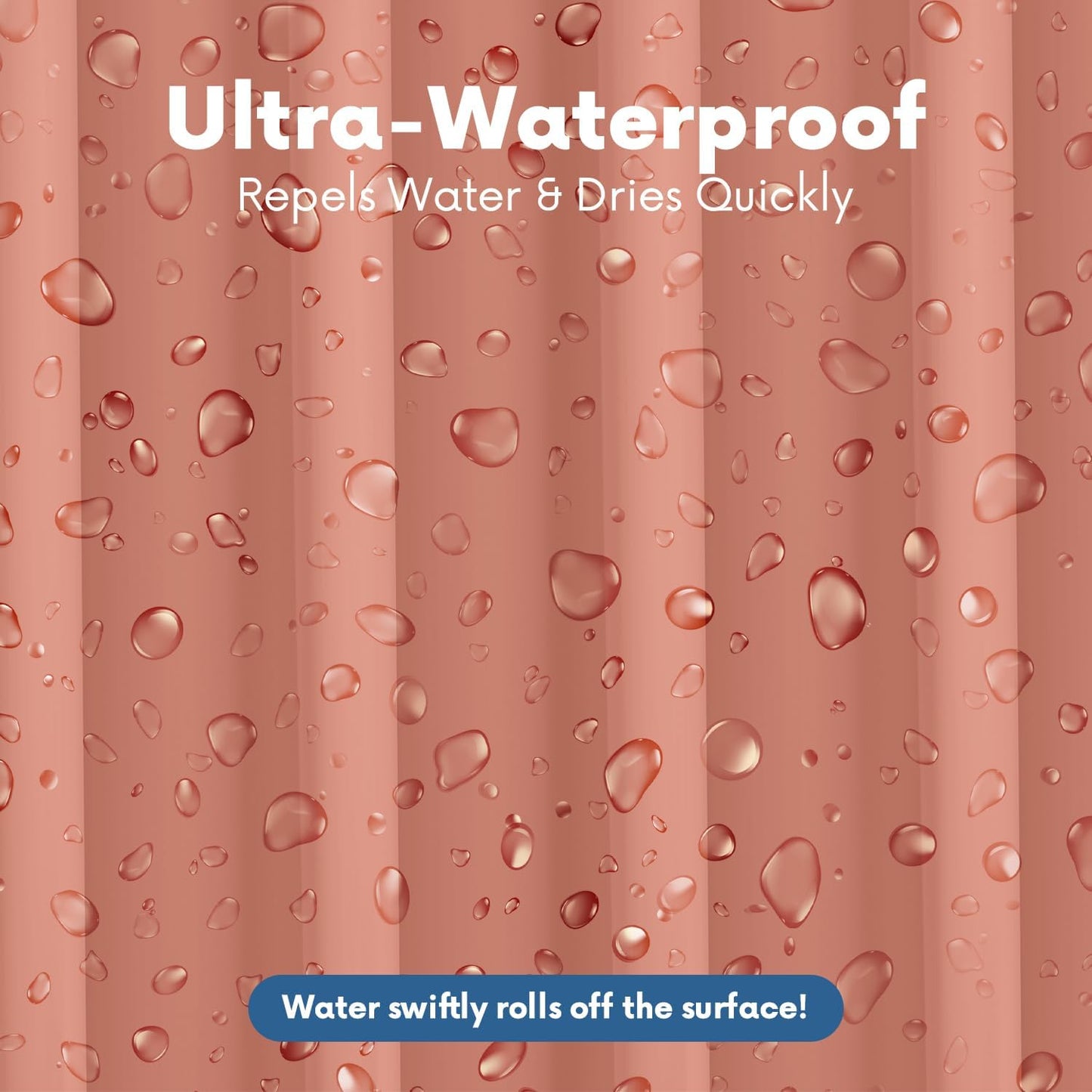 No Smell Shower Curtain Liner 72x72 Peach - PEVA Plastic Shower Curtain for Bathroom, PVC-Free Waterproof Peach Shower Liner with Metal Grommets and Magnet-Weighted Bottom Hem - Washable Liner