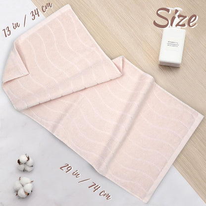 2-Piece Hand Towels for Bathroom with Wavy Striped Jacquard, Premium Quick Dry Spa Face Towels 13"x29", Blush Pink