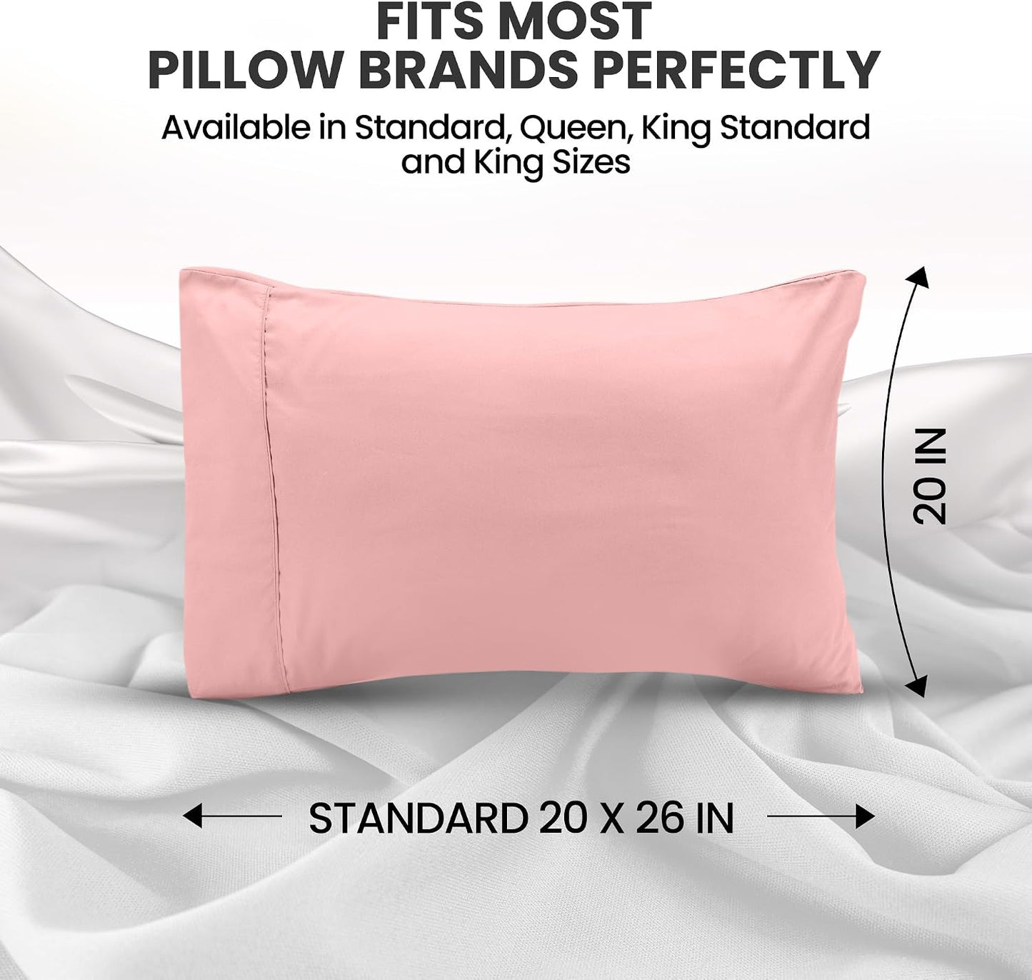 Utopia Bedding Pillow Cases Standard Size 2-Pack – Soft Brushed Microfiber – Envelope Closure – Perfect for Hospitals, Hotels, Guest Rooms – Oeko-TEX Certified, 20x26 Inches (Pink)