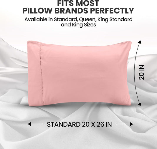 Utopia Bedding Pillow Cases Standard Size 2-Pack – Soft Brushed Microfiber – Envelope Closure – Perfect for Hospitals, Hotels, Guest Rooms – Oeko-TEX Certified, 20x26 Inches (Pink)