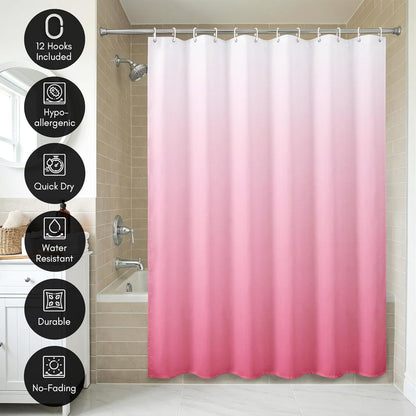 Americanflat 71x74 Pink Ombre Shower Curtain - Water-Resistant Long Shower Curtain with Durable Metal Grommets and 12 Hooks - 100% Polyester