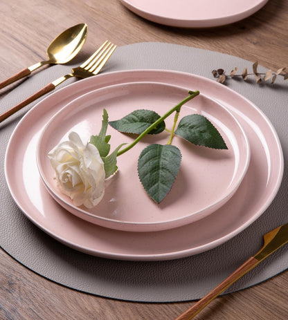 AmorArc Ceramic Appetizer Plates Set of 6, 8.25 Inch Handmade Stoneware Plates set for Dessert, Salad, Appetizer, Dinner, Microwave & Dishwasher Safe, Scratch Resistant-Cloud Pink