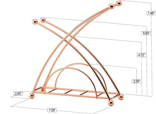 Stainless steel napkin holder, weighted napkin dispenser, countertop napkin organizer, paper napkins holder, kitchen essentials, no-flip napkin stand, Rose Gold