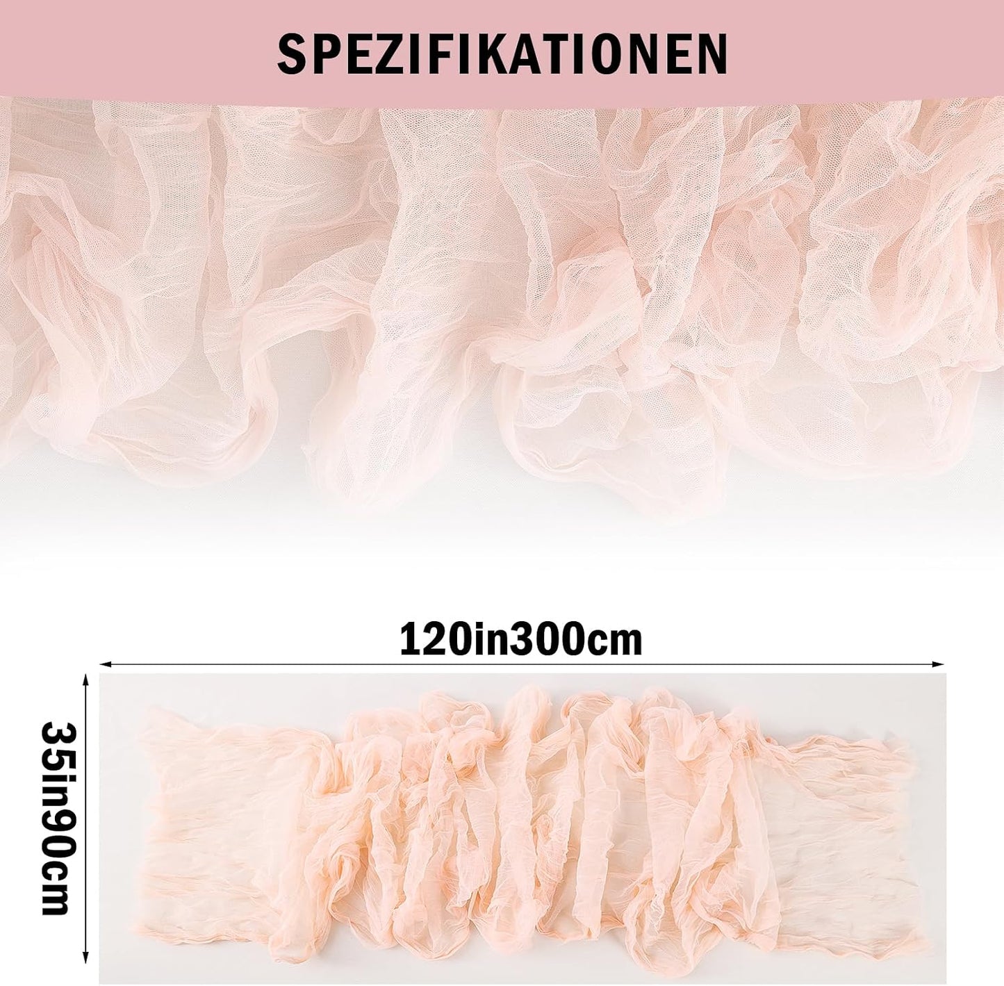 Coral Peach Spring Summer Cheesecloth Table Runner 35 x120 inches Rustic Gauze Boho Cheese Cloth Table Runner for Wedding Bridal Shower Baby Decoration