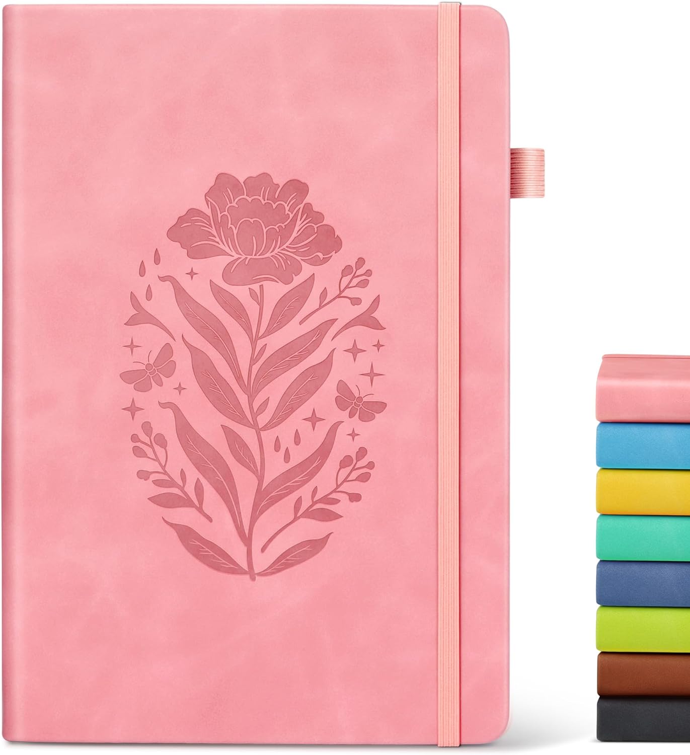 Lined Journal Notebook for Women, A5 Pink Hardcover Leather Journals for Writing, 200 Pages Thick Travel Daily Journal, College Ruled Notebook for Work School, Note Taking, Business 5.75'' X 8.38''