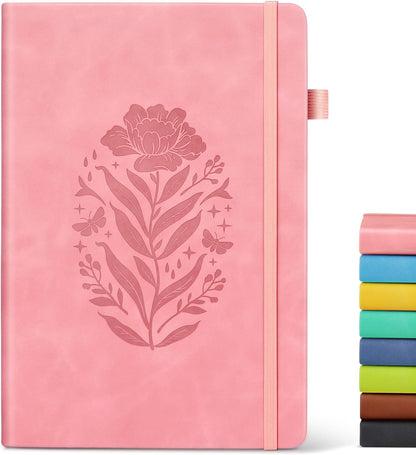 Lined Journal Notebook for Women, A5 Pink Hardcover Leather Journals for Writing, 200 Pages Thick Travel Daily Journal, College Ruled Notebook for Work School, Note Taking, Business 5.75'' X 8.38''