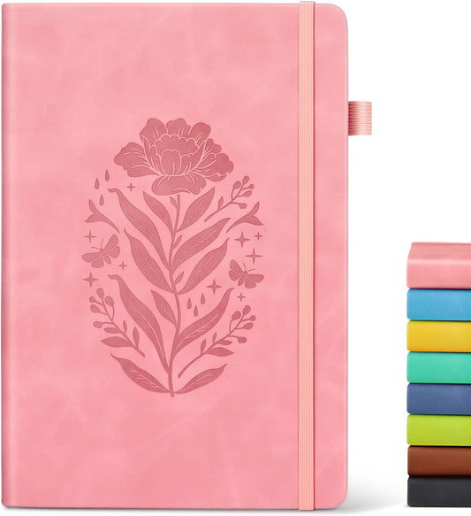 Lined Journal Notebook for Women, A5 Pink Hardcover Leather Journals for Writing, 200 Pages Thick Travel Daily Journal, College Ruled Notebook for Work School, Note Taking, Business 5.75'' X 8.38''