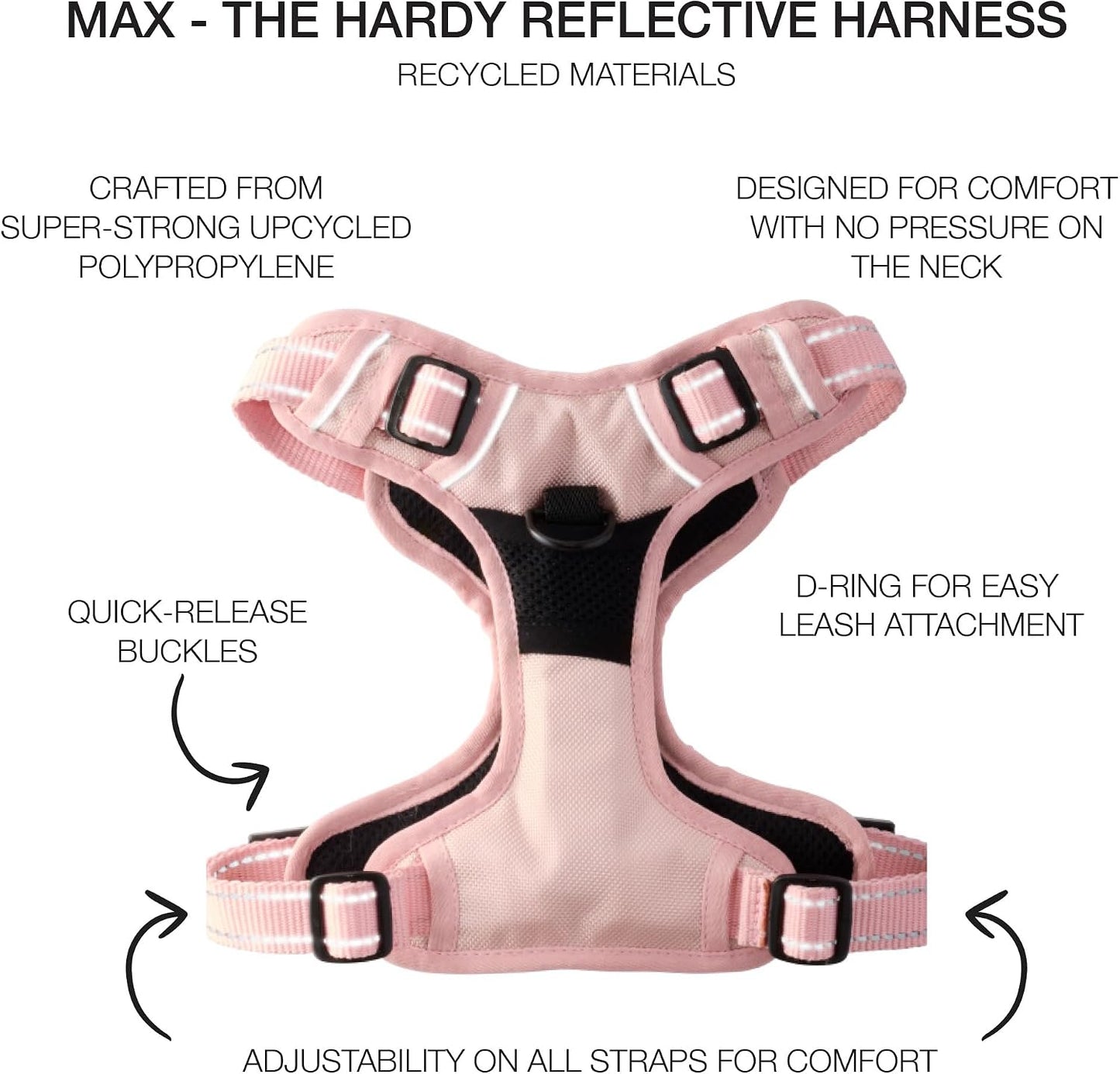 Pet Passion MAX - THE Hardy Reflective Harness, Pink, Small