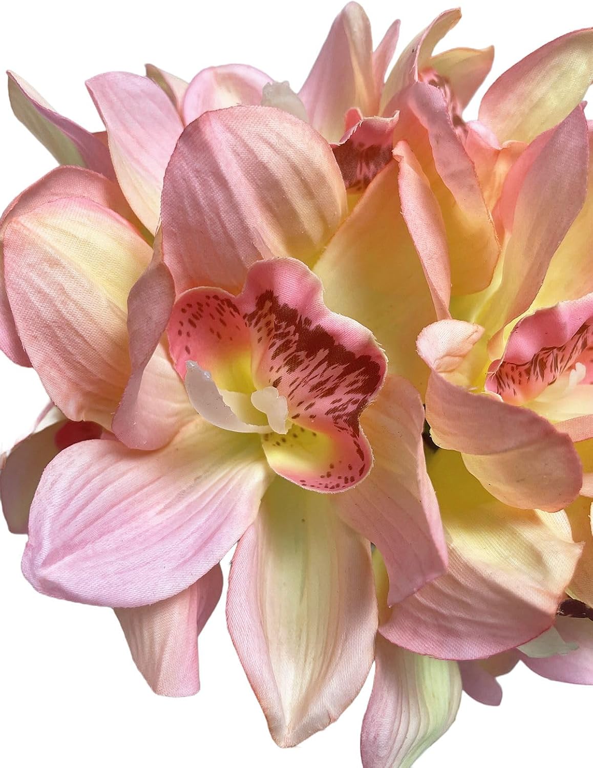 12 PCS High Quaulity Latex Real Touch Cymbidium Orchid Artificial Flower Bouquet for Wedding Holiday Bridal Bouquet Home Party Decor Bridesmaid (Pink)