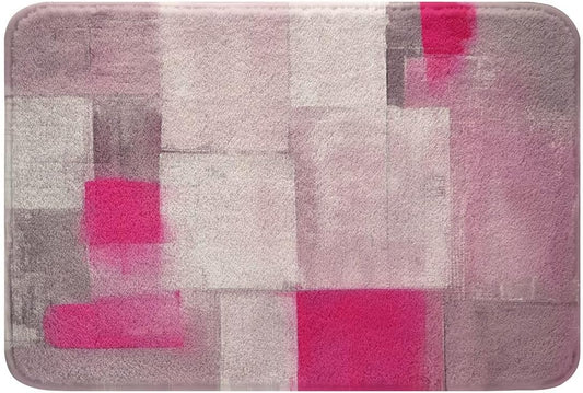 jejeloiu Abstract Bathroom Rugs Pink Ombre Bath Mats Modern Art Bathroom Accessories Luxury Floor Doormats 20"x32" Soft Microfiber
