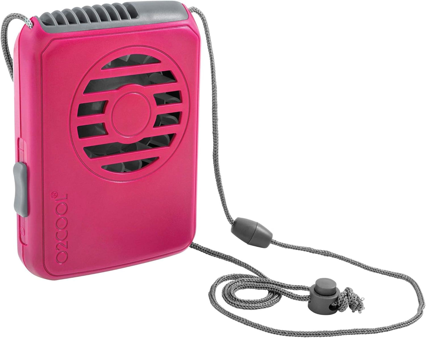 O2COOL Battery Powered Deluxe Necklace Fan For Personal Cooling With Adjustable Lanyard (Pink)