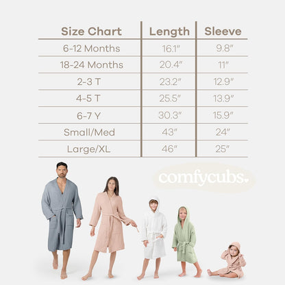 Comfy Cubs 100% Cotton Muslin Bathrobe - 4-Layer Absorbent Robe with Pockets & Belt for Bath, Spa, or Lounging