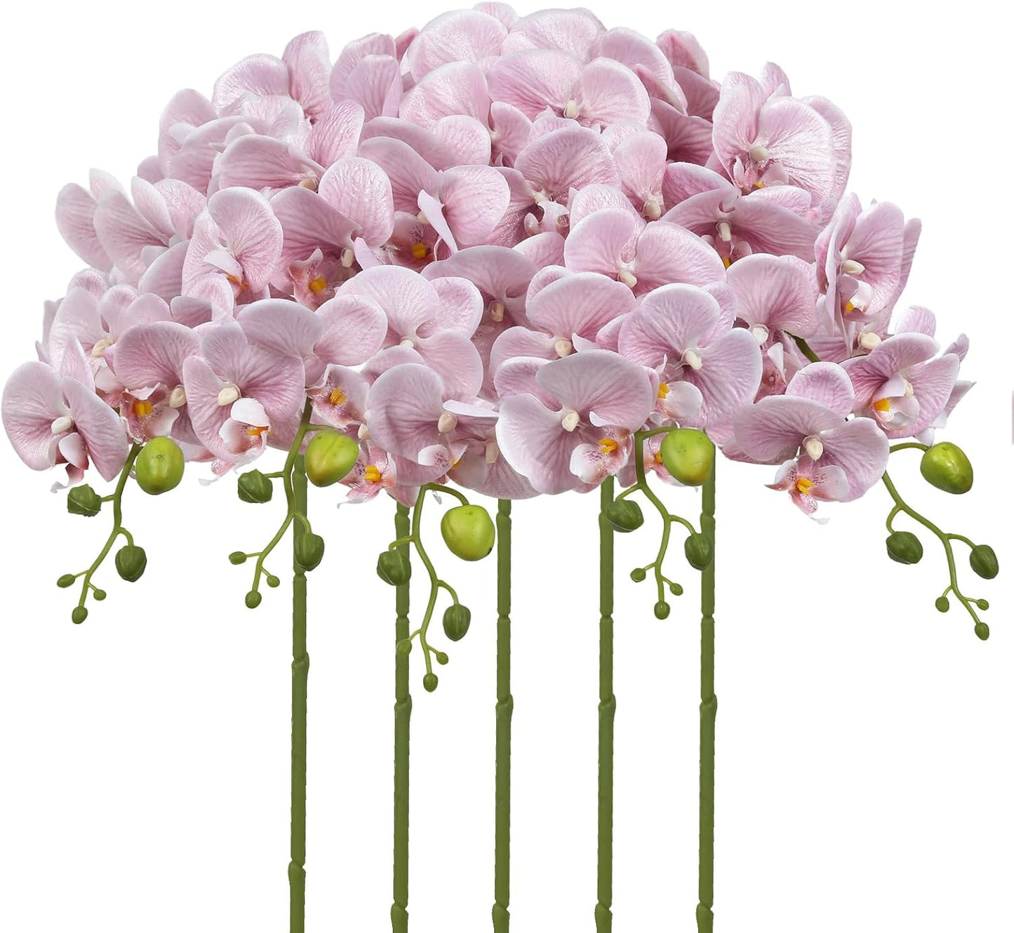 IPOPU Dusty Pink Flowers Glitter Artificial Orchids Flowers 5PCS Faux Orchid Stems Phalaenopsis Branches Floral Centerpieces for Tables Wedding Decorations for Reception (Dusty Pink)