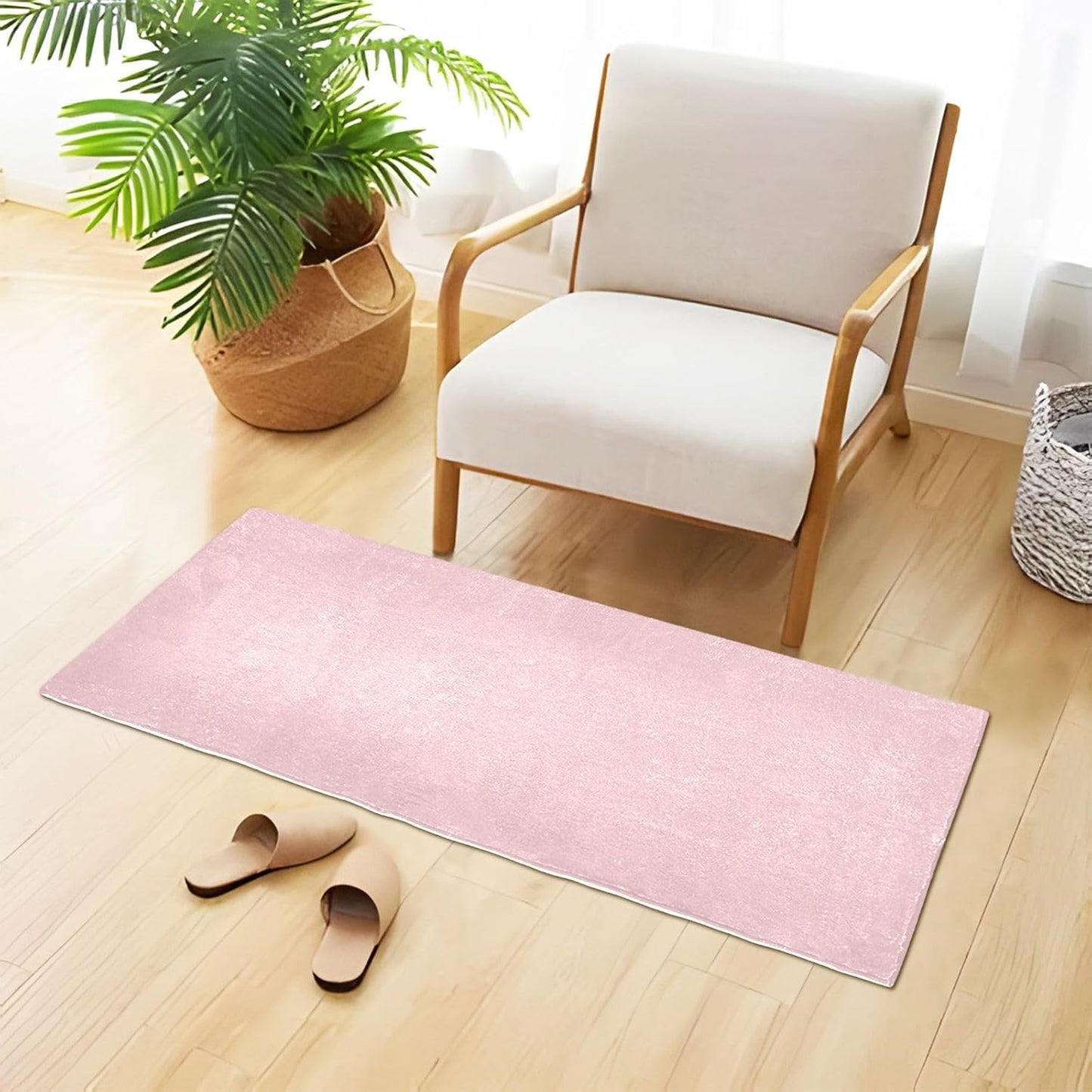 Plain Pink Solid Color Bath Mat, Dry Quickly Non Slip Absorbent Bath Rug, Soft Living Room Bedroom Home Floor Mats, Bath Mats for Bathroom, Tub and Shower 20" x 39"