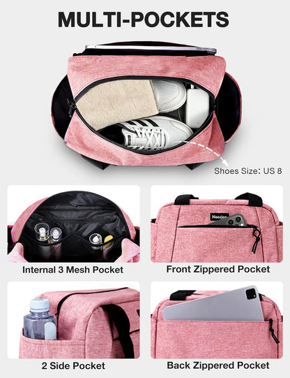 Noozion 14 inch Small Gym Bag for Women & Men, Lightweight Carry On Mini Duffle Bag with Multiple Pockets, Sports Bag for Travel and Workout.