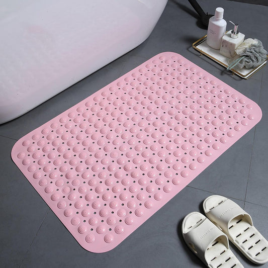 Non-Slip Bathtub Mat, Extra Soft PVC Shower Mat with Suction Cups, Machine Washable Bathroom Floor Mat for Tubs Home Kitchen Hotel，Pink，46x77cm