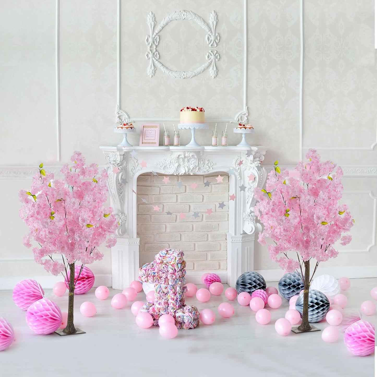 BLOSMON Cherry Blossom Tree Centerpiece: 6 Pcs Pink 39.3 Inch Tall Artificial Cherry Blossom Flower Branches Trees Floral Arrangement for Wedding Table Home Party Event Room Indoor Decoration