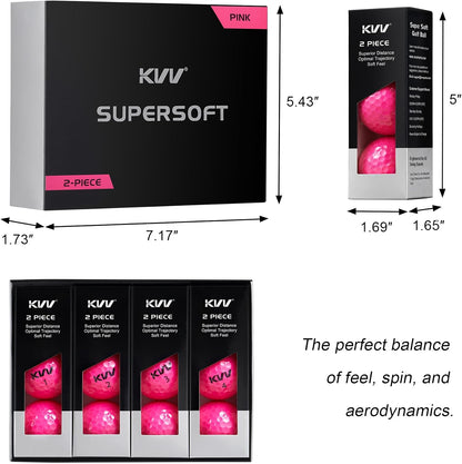 KVV 2-Piece Golf Balls, High Performance Golf Ball for Distance Super Soft, One Dozen