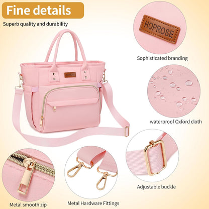 Lunch Bag Lunch Box Women Insulated Cooler Bag for Work, Large Lunchbox for Adult, Leakproof Womens Lunch Tote Bags with Shoulder Strap for Travel, Picnic, Pink
