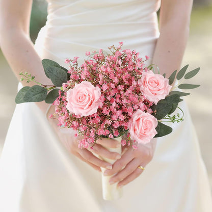 N&T NIETING 6Pcs Babys Breath Artificial Flowers,Real Touch Fake Cherry Blossom Pink Flowers Faux Flowers Bouquets for Vase Home Office Wedding Spring Indoor Outdoor Centerpiece Table Decorations