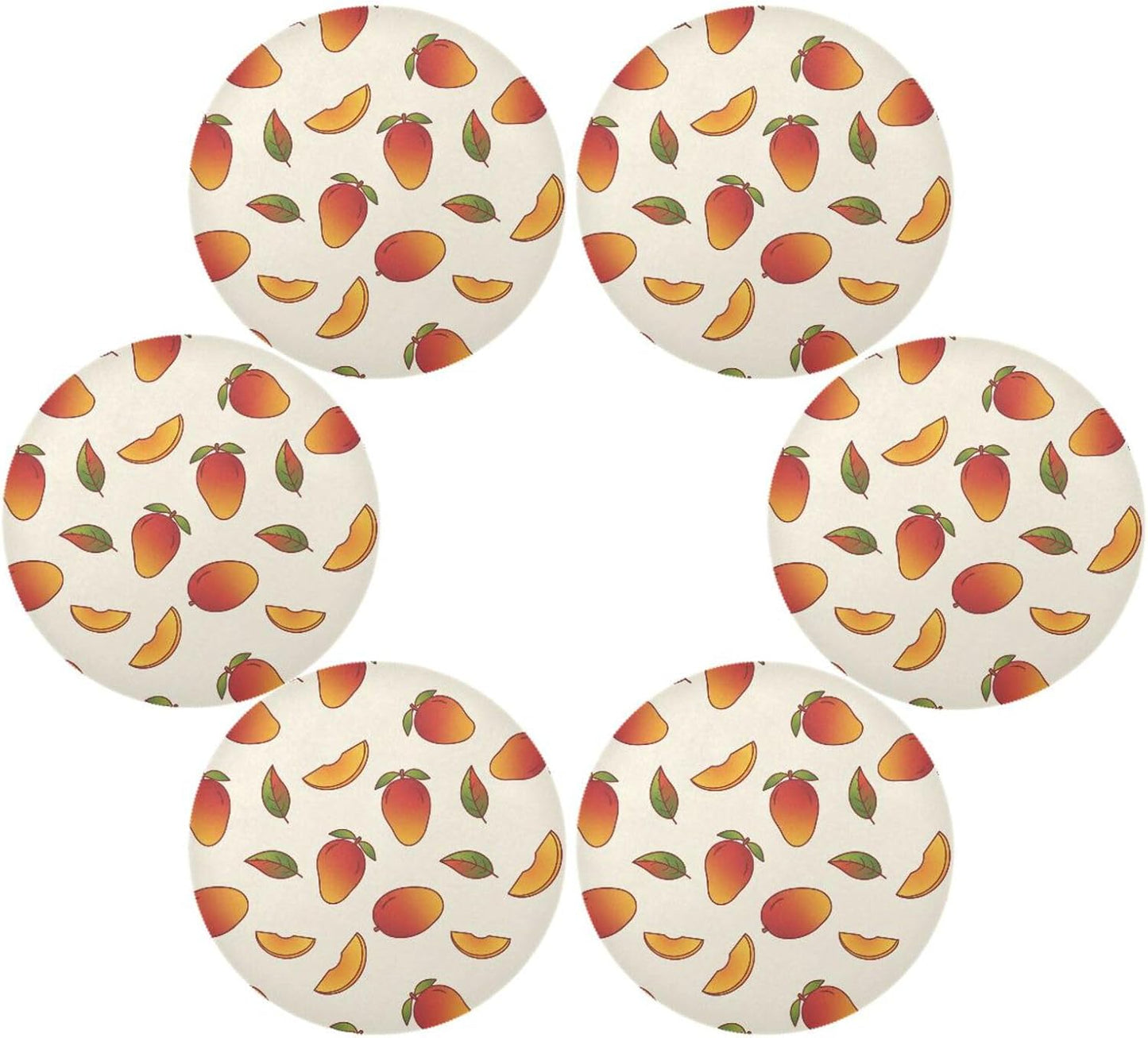 15 inch Peaches Pattern Round Placemats 4 PCS Non Slip Heat Resistant Table Mats for Kitchen Dining Party Table Indoors & Outdoors Decor