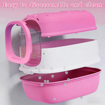 Cat Litter Box with Litter Mat, 20"x15"x15" Large Litter Box for Big Cats, Enclosed Removable Litter Boxs, Flip-Top Design, Odor Control, Easy to Clean (Pink)