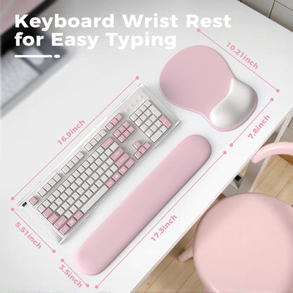 iCasso Keyboard Wrist Rest, Blush Pink Ergonomic Mouse Pad with Wrist Support,Acrylic Clear Keyboard Stand for Desktop,Non-Slip Mousepad Set for Office Home Gaming