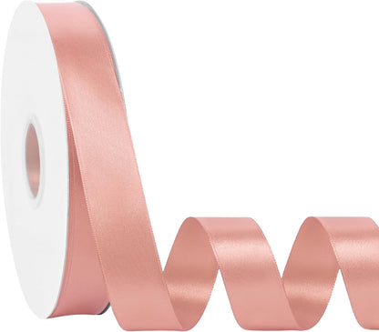 Double Face Peach Pink Satin Ribbon 1 Inch X 100 Yards Polyester Peach Pink Ribbons for Gift Wrapping Crafts Flower Bouquet Sewing Arts Wedding Party Decoration
