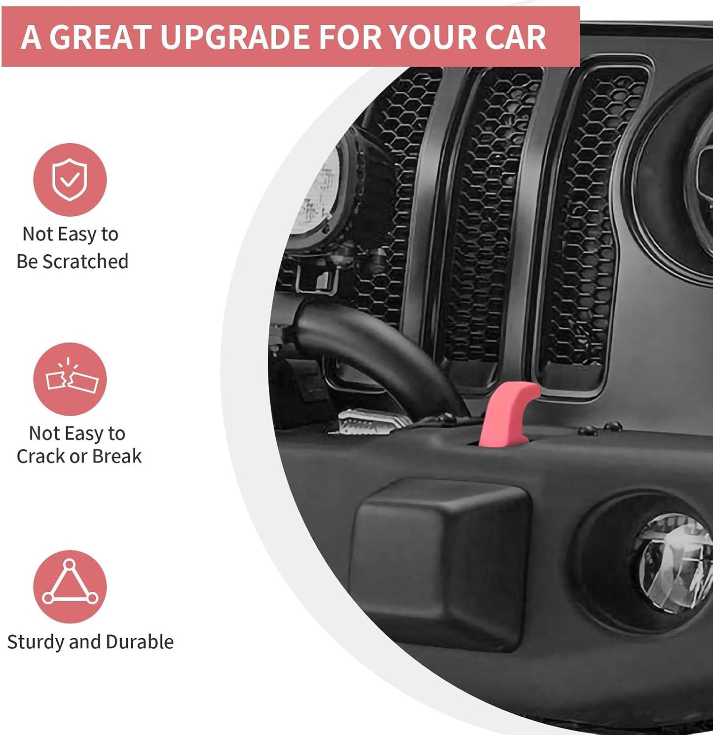 Bumper Tow Hook Covers 2Pcs Compatible with 2007-2018 Jeep Wrangler JK JKU/for 2018-2026 JL JLU & Jeep Gladiator JT Exterior Accessories(Pink)
