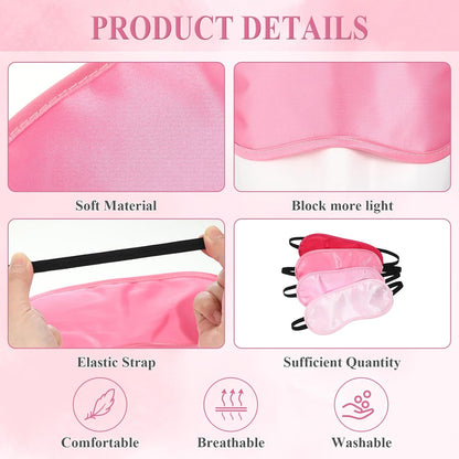 Janmercy 24 Pack Pink Sleeping Eye Mask Bulk for Bachelorette Slumber Sleepover Spa Wedding Party Blindfold Eye Mask Cover for Women Men