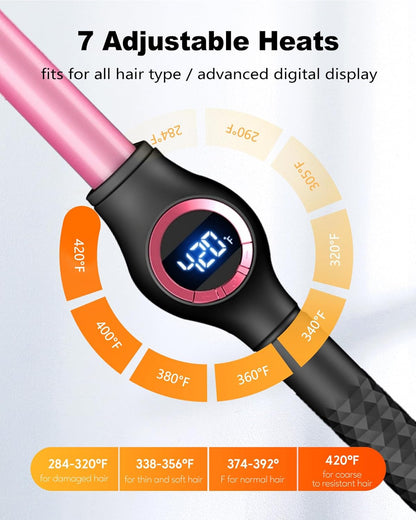 ORYNNE 3/4 Inch Curling Wand for Long Hair, Extra Long Barrel Ceramic Wand Curling Iron, 7 Adjustable Heats, 110-240V Dual Voltage Hair Wand Curler, 60 Minutes Auto Shut Off