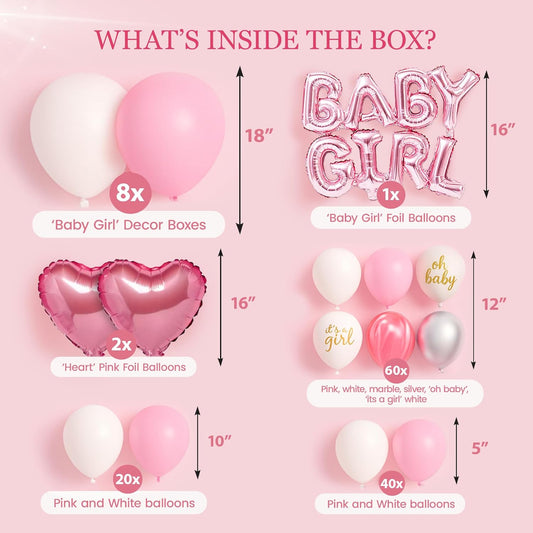 Pink Baby Shower Decorations for Girl - All-in-One inclusive JUMBO Decor Set