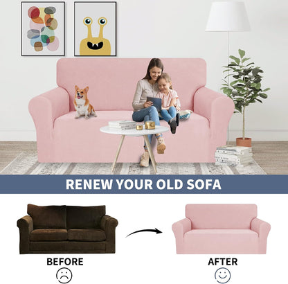 JIVINER Chair Cover for Living Room, 1 Piece Chair Sofa Slipcovers with Arms High Stretch Pet Friendly Couch Furniture Protector with Elastic Bottom (Chair, Dusty Pink)