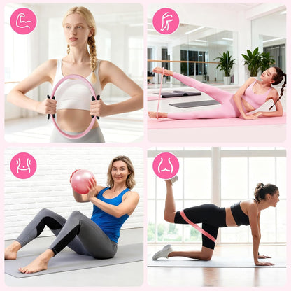 Pilates Kit, Pilates Essentials Kit for Women, 15” Pilates Ring and Ball Set