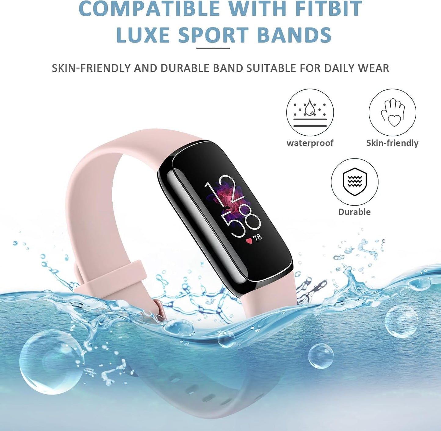AK Sport Band Compatible with Fitbit Luxe Bands for Women Men, Soft Silicone Replacement Sport Straps Wristbands for Fitbit Luxe Fitness and Wellness Tracker