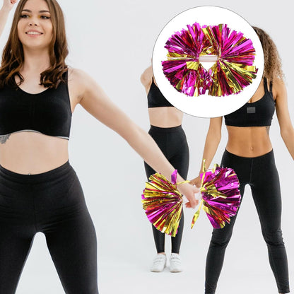NOLITOY 2pcs Cheer Pom Poms for Sports Reusable Handheld Cheerleading Props Lightweight 100g Metallic Pink Gold Suitable for Dance and Cheering Squad