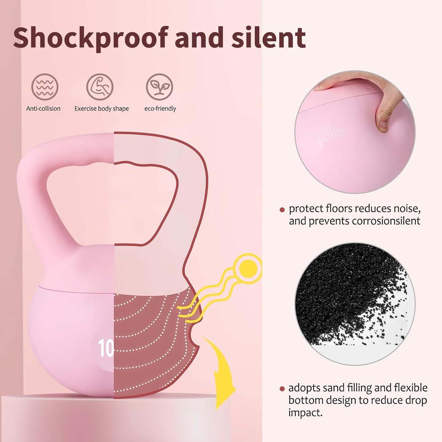 DlandHome Kettlebell Weights Strength Training Kettlebell-Great for Full Body Workout and Strength Training,Easy Grip Handle,PVC Filled with Iron Sand
