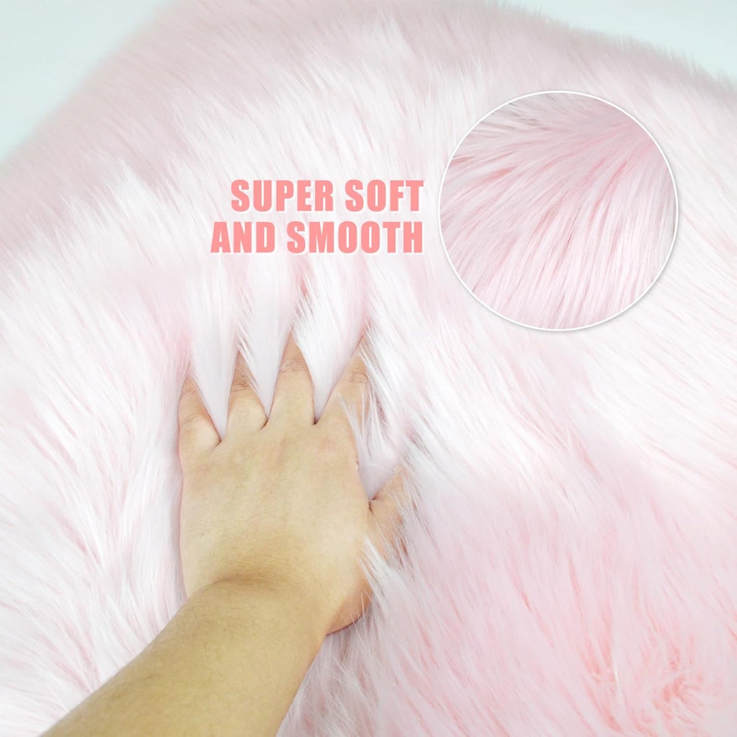 OKAYDA 2-Pack 18" Fuzzy Square Faux Sheepskin Chair Covers - Plush & Non-Slip Seat Cushion Pad for Dining, Office, Vanity Chairs, Fluffy Soft Faux Fur Rug for Living Bedroom, Home Decor (Pink)