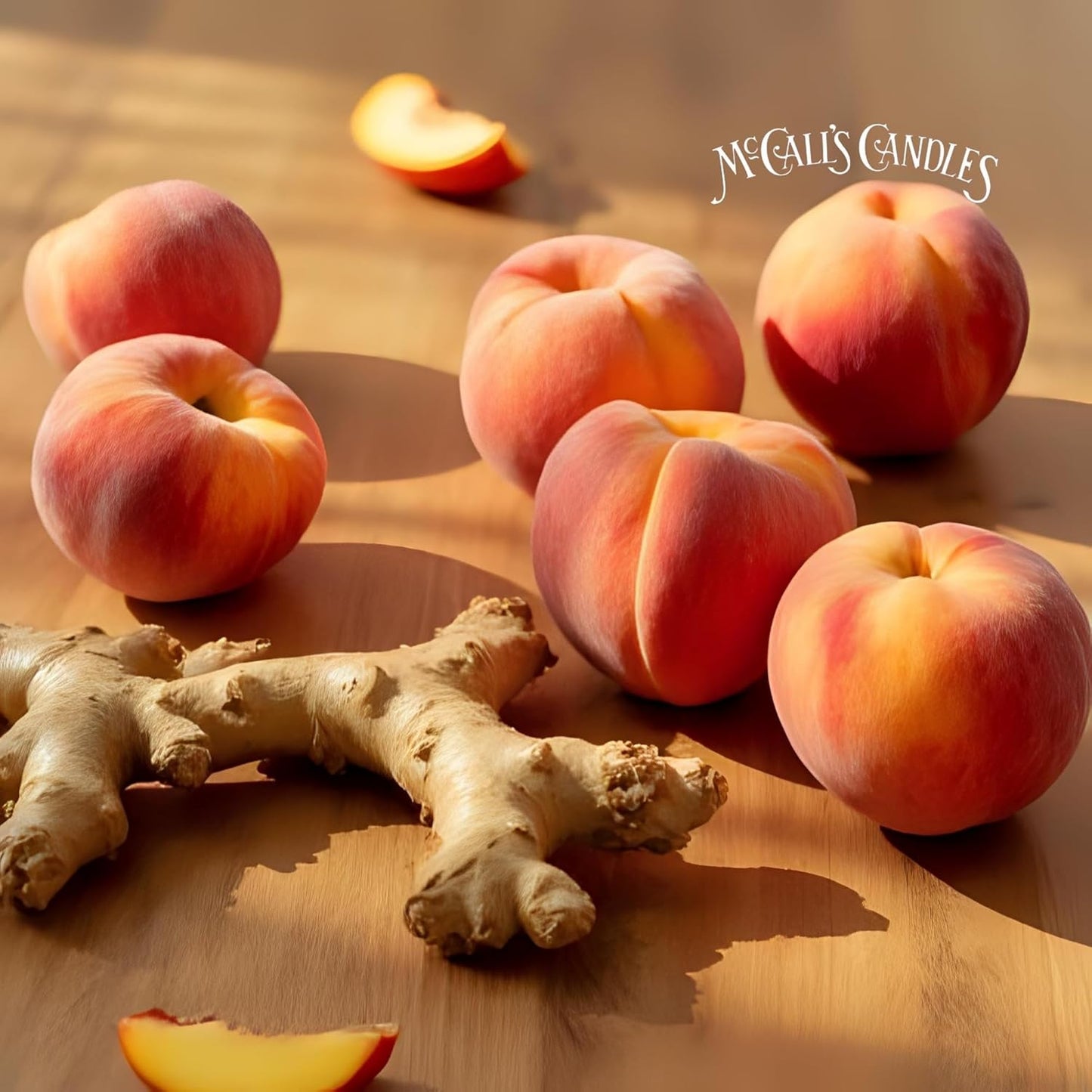 McCall’s Candles | Ginger Peach | 16 oz Two-Wick Scented Candle | USA-Poured | Vintage Mason Jar with Carrying Handle | Juicy Peach & Warm Ginger Fragrance