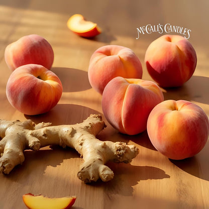 McCall’s Candles | Ginger Peach | 16 oz Two-Wick Scented Candle | USA-Poured | Vintage Mason Jar with Carrying Handle | Juicy Peach & Warm Ginger Fragrance