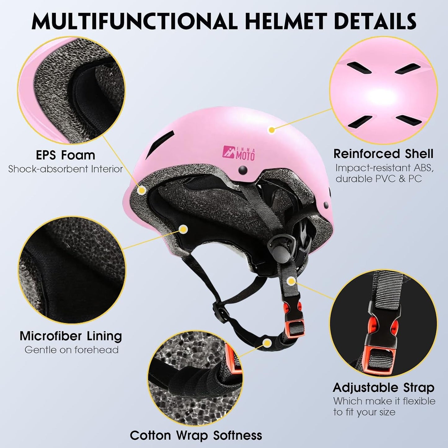 Skateboard Helmet for Adults - Adjustable Certified Safety Adults Helmet for Skateboarding Bike Bicycle Scooter Cycling Skate Skating Multisport Helmets for Women Men Boys Girls Kids Youth