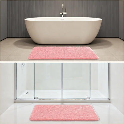 Pink Bathroom Rugs 24"x48" – Long Plush Non-Slip Bath Mat, Absorbent & Washable Microfiber Runner Rug – Perfect for Tub, Sink, or Washroom